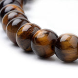 Natural Tiger Eye Beads Strands, Round, 8mm, Hole: 1mm, about 46~48pcs/strand, 15 inch, 5Strand/Set