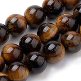 Natural Tiger Eye Beads Strands, Round, 8mm, Hole: 1mm, about 46~48pcs/strand, 15 inch, 5Strand/Set
