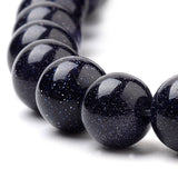 Synthetic Blue Goldstone Beads Strands, Round, 8mm, Hole: 1mm, about 50pcs/strand, 15.7 inch, 5Strand/Set