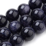 Synthetic Blue Goldstone Beads Strands, Round, 8mm, Hole: 1mm, about 50pcs/strand, 15.7 inch, 5Strand/Set