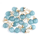 Electroplate Natural Jade Charms, with Iron Findings, Faceted, Oval, Golden, 14~15x8x5~5.5mm, Hole: 1.8mm, 20pc/Set