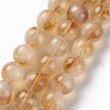 Natural Citrine Beads Strands, Round, 8mm, Hole: 0.9mm, about 50~52pcs/strand, 15.35 inch(39cm), 3Strand/Set