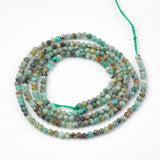 Natural African Turquoise(Jasper) Beads Strands, Faceted Round, 3mm, Hole: 0.5mm, about 138pcs/strand, 15.5 inch, 5Strand/Set