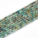 Natural African Turquoise(Jasper) Beads Strands, Faceted Round, 3mm, Hole: 0.5mm, about 138pcs/strand, 15.5 inch, 5Strand/Set