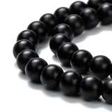 Natural Black Onyx Beads Strands, Dyed & Heated, Frosted, Round, 6mm, Hole: 2mm, about 65pcs/strand, 14.80 inch(37.6cm), 5Strand/Set