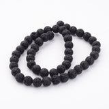 Natural Lava Rock Beads Strands, Round, Black, 8mm, Hole: 2mm, about 47pcs/strand, 15 inch?¡ê, 5Strands/Set