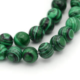 Gemstone Strands, Imitation Malachite, Round, Dyed, 6mm, Hole: 0.5mm, about 64pcs/strand, 15.5 inch, 10Strand/Set