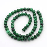 Gemstone Strands, Imitation Malachite, Round, Dyed, 6mm, Hole: 0.5mm, about 64pcs/strand, 15.5 inch, 10Strand/Set