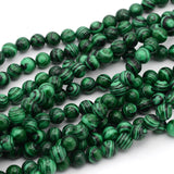 Gemstone Strands, Imitation Malachite, Round, Dyed, 6mm, Hole: 0.5mm, about 64pcs/strand, 15.5 inch, 10Strand/Set