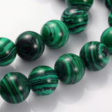 Gemstone Strands, Imitation Malachite, Round, Dyed, 8mm, Hole: 1mm, about 50pcs/strand, 14.5~15 inch, 10Strand/Set