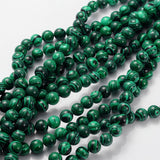 Gemstone Strands, Imitation Malachite, Round, Dyed, 8mm, Hole: 1mm, about 50pcs/strand, 14.5~15 inch, 10Strand/Set