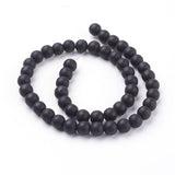 Synthetic Black Stone Beads Strands, Frosted, Round, Black, 8mm, Hole: 1mm, about 48pcs/strand, 14.5~15 inch, 20Strand/Set