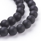 Synthetic Black Stone Beads Strands, Frosted, Round, Black, 8mm, Hole: 1mm, about 48pcs/strand, 14.5~15 inch, 20Strand/Set