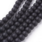 Synthetic Black Stone Beads Strands, Frosted, Round, Black, 8mm, Hole: 1mm, about 48pcs/strand, 14.5~15 inch, 20Strand/Set