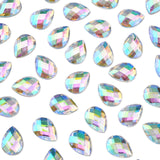 Imitation Taiwan Acrylic Rhinestone Cabochons, Flat Back, Faceted Teardrop, AB Color, Clear AB, 18x13x4mm, about 500pcs/bag