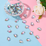 Imitation Taiwan Acrylic Rhinestone Cabochons, Flat Back, Faceted Teardrop, AB Color, Clear AB, 18x13x4mm, about 500pcs/bag