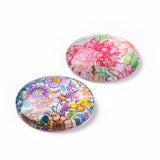 Half Round/Dome Floral Printed Glass Cabochons, Mixed Color, 25x7mm, 100pc/Set