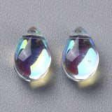 Transparent Glass Beads, Top Drilled Beads, Teardrop, Clear AB, 9x6x5mm, Hole: 1mm, 200pc/Set