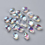 Transparent Glass Beads, Top Drilled Beads, Teardrop, Clear AB, 9x6x5mm, Hole: 1mm, 200pc/Set