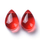 Transparent Glass Beads, Top Drilled Beads, Teardrop, Red, 9x6x5mm, Hole: 1mm, 200pc/Set