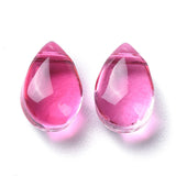 Transparent Glass Beads, Top Drilled Beads, Teardrop, Deep Pink, 9x6x5mm, Hole: 1mm, 200pc/Set