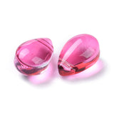 Transparent Glass Beads, Top Drilled Beads, Teardrop, Deep Pink, 9x6x5mm, Hole: 1mm, 200pc/Set