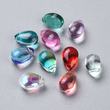 Transparent Glass Beads, Top Drilled Beads, Teardrop, Mixed Color, 9x6x5mm, Hole: 1mm, 200pc/Set