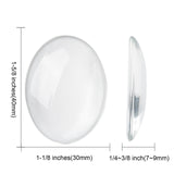 Transparent Oval Glass Cabochons, Clear, 40x30mm, 8mm(Range: 7~9mm) thick, 100pcs/Set