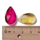 Glass Pendants, Crystal Suncatcher, Faceted, teardrop, Mixed Color, Size: about 13mm wide, 22mm long, 8mm thick, hole: 0.8mm, 100pc/Set