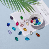 Glass Pendants, Crystal Suncatcher, Faceted, teardrop, Mixed Color, Size: about 13mm wide, 22mm long, 8mm thick, hole: 0.8mm, 100pc/Set