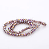 AB Color Plated Glass Faceted(32 Facets) Round Beads Strands, Old Rose, 3mm, Hole: 1mm, 100pcs/strand, 11.5 inch