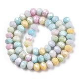 Faceted Electroplated Glass Beads Strands, AB Color Plated, Abacus, Colorful, 8~8.5x6~6.5mm, Hole: 1.4mm, about 66~67pcs/strand, 15.35 inch~16.57 inch(39~41.1cm), 10Strand/Set