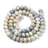 Faceted Electroplated Glass Beads Strands, AB Color Plated, Abacus, Light Grey, 8~8.5x6~6.5mm, Hole: 1.4mm, about 66~67pcs/strand, 15.35 inch~16.57 inch(39~41.1cm), 10Strand/Set