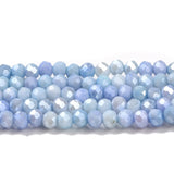 Faceted Electroplated Glass Beads Strands, AB Color Plated, Rondelle, Cornflower Blue, 4x3mm, Hole: 0.9mm, about 112pcs/strand, 16.14''(41cm), 10Strand/Set