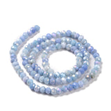 Faceted Electroplated Glass Beads Strands, AB Color Plated, Rondelle, Cornflower Blue, 4x3mm, Hole: 0.9mm, about 112pcs/strand, 16.14''(41cm), 10Strand/Set