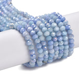 Faceted Electroplated Glass Beads Strands, AB Color Plated, Rondelle, Cornflower Blue, 4x3mm, Hole: 0.9mm, about 112pcs/strand, 16.14''(41cm), 10Strand/Set