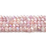 Faceted Electroplated Glass Beads Strands, AB Color Plated, Rondelle, Pink, 4x3mm, Hole: 0.9mm, about 112pcs/strand, 16.14''(41cm), 10Strand/Set