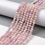 Faceted Electroplated Glass Beads Strands, AB Color Plated, Rondelle, Pink, 4x3mm, Hole: 0.9mm, about 112pcs/strand, 16.14''(41cm), 10Strand/Set