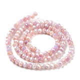 Faceted Electroplated Glass Beads Strands, AB Color Plated, Rondelle, Pink, 4x3mm, Hole: 0.9mm, about 112pcs/strand, 16.14''(41cm), 10Strand/Set