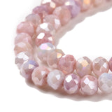 Faceted Electroplated Glass Beads Strands, AB Color Plated, Rondelle, Pink, 4x3mm, Hole: 0.9mm, about 112pcs/strand, 16.14''(41cm), 10Strand/Set