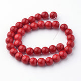 Opaque Solid Color Glass Beads Strands, Round, FireBrick, 8mm, Hole: 1mm, about 36pcs/strand, 10.4 inch