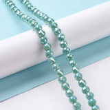 Electroplate Opaque Solid Color Glass Beads Strands, AB Color Plated, Faceted(96 Facets), Round, Light Sea Green, 5~6mm, Hole: 1~1.2mm, about 95pcs/strand, 20.87''(53cm), 5Strand/Set