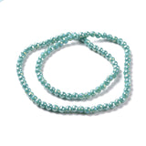 Electroplate Opaque Solid Color Glass Beads Strands, AB Color Plated, Faceted(96 Facets), Round, Light Sea Green, 5~6mm, Hole: 1~1.2mm, about 95pcs/strand, 20.87''(53cm), 5Strand/Set