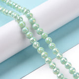 Electroplate Opaque Solid Color Glass Beads Strands, AB Color Plated, Faceted, Round, Medium Aquamarine, 5~6mm, Hole: 1~1.2mm, about 95pcs/strand, 20.87''(53cm), 5Strand/Set