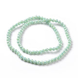Electroplate Opaque Solid Color Glass Beads Strands, AB Color Plated, Faceted, Round, Medium Aquamarine, 5~6mm, Hole: 1~1.2mm, about 95pcs/strand, 20.87''(53cm), 5Strand/Set