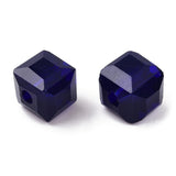 Opaque Color Faceted Glass Beads, Cube, Mixed Color, 6x6x6mm, Hole: 1.2mm, 50pc/Set