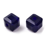 Opaque Color Faceted Glass Beads, Cube, Mixed Color, 6x6x6mm, Hole: 1.2mm, 50pc/Set