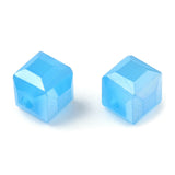 Faceted Glass Beads, Imitation Jade, Cube, Mixed Color, 6x6x6mm, Hole: 1.2mm, 50pc/Set