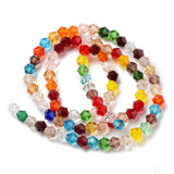 Transparent Glass Beads Strands, Faceted, Bicone, Colorful, 4x4mm, Hole: 0.8mm, about 82~85pcs/strand, 30.5~31cm, 10Strand/Set