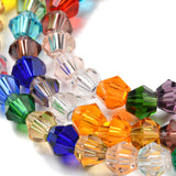 Transparent Glass Beads Strands, Faceted, Bicone, Colorful, 4x4mm, Hole: 0.8mm, about 82~85pcs/strand, 30.5~31cm, 10Strand/Set